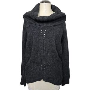 Ann Taylor LOFT Wool Blend Cowl Neck Gray Sweater M